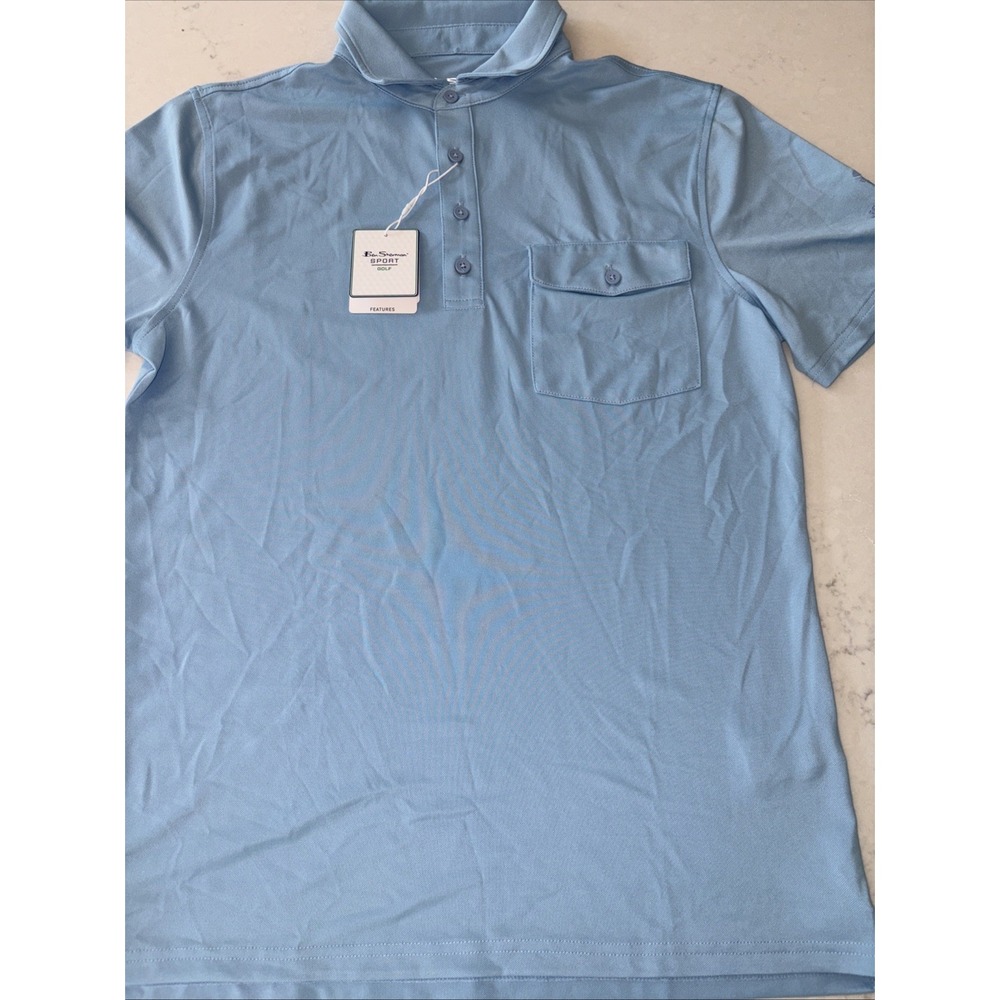 Ben‎ Sherman Men's S Sport Golf Polo Blue Wicking Stretch UPF Breathable Shirt
